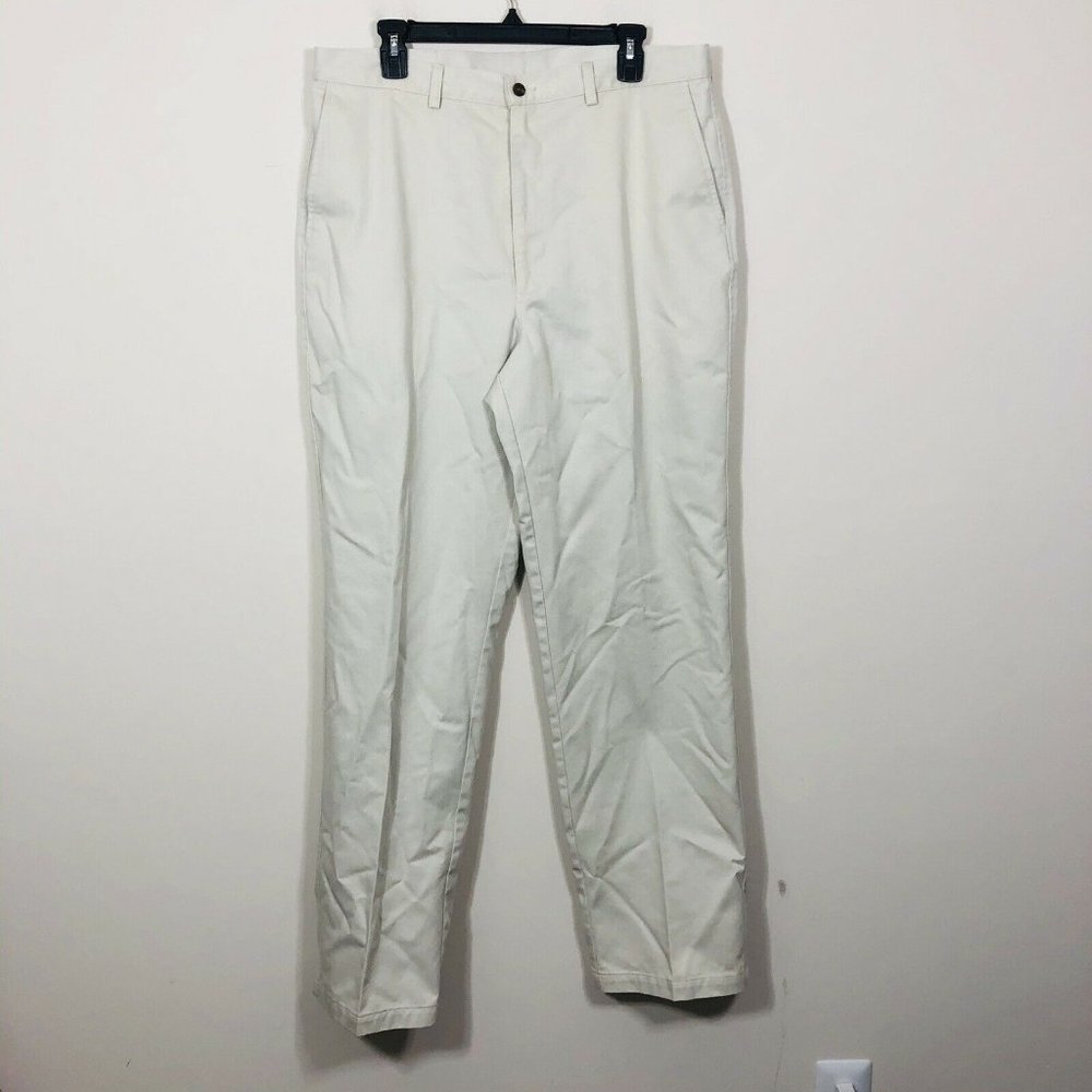 Haggar Generations Size 36x34 Light Khaki Flat Front Pocket Dress Pants